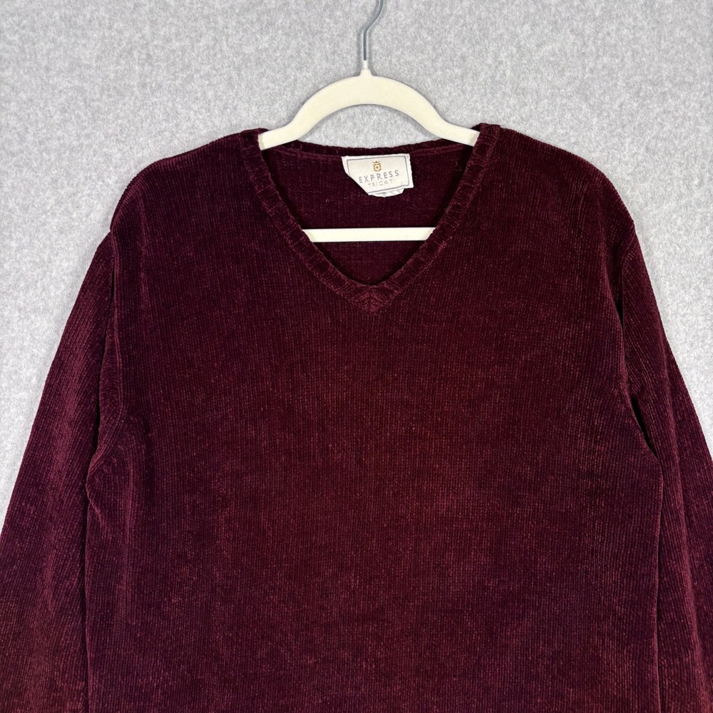Vintage Express Tricot Burgundy Chenille Sweater Tunic‎ Medium SOFT Cozy Comfy - Picture 2 of 9